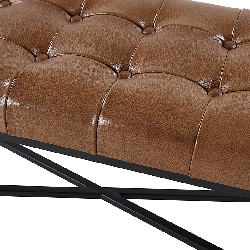 Arnold Versatile Elegance: Genuine Leather Bench with Button-Tufted Design