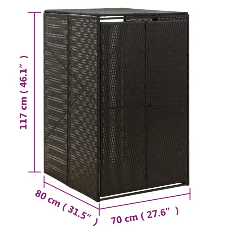 vidaXL Bin Store Outdoor Trash Can Storage Single Wheelie Bin Shed Poly Rattan