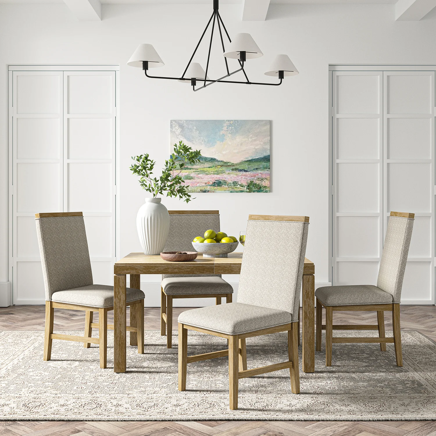 Reynold Modern Upholstered Dining Chair with Solid Wood Leg Set of 4