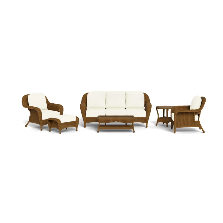 Sea Pines Wicker/Rattan 5 - Person Seating Group with Cushions