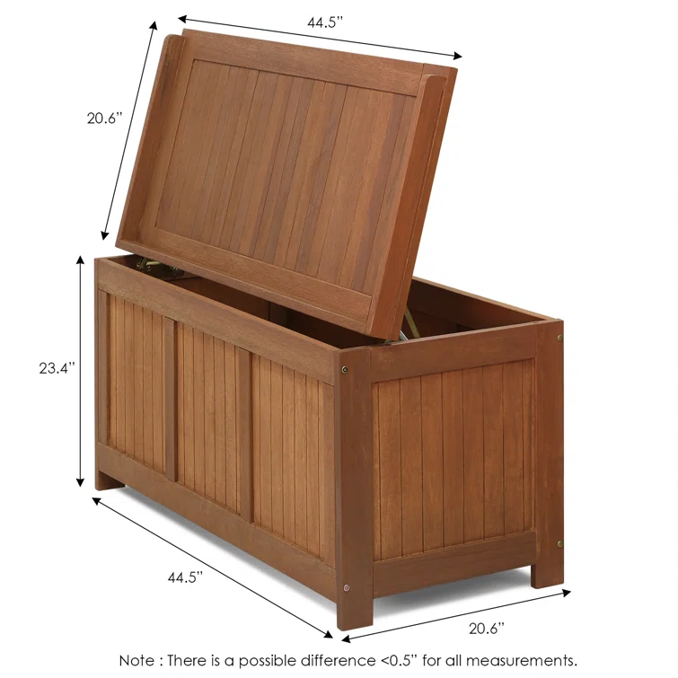 Furinno Tioman 44.5'' W 47.33 Gallons Water Resistant Solid Wood Teak Deck Box in Natural