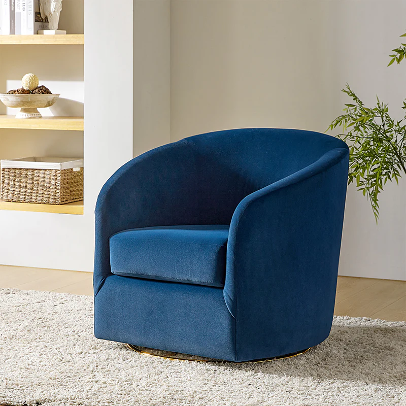 Emanuela Velvet Swivel Barrel Armchair