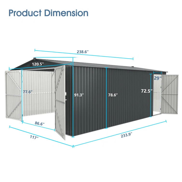 Lachezara 10 ft. W X 20 ft. D Metal Storage Shed