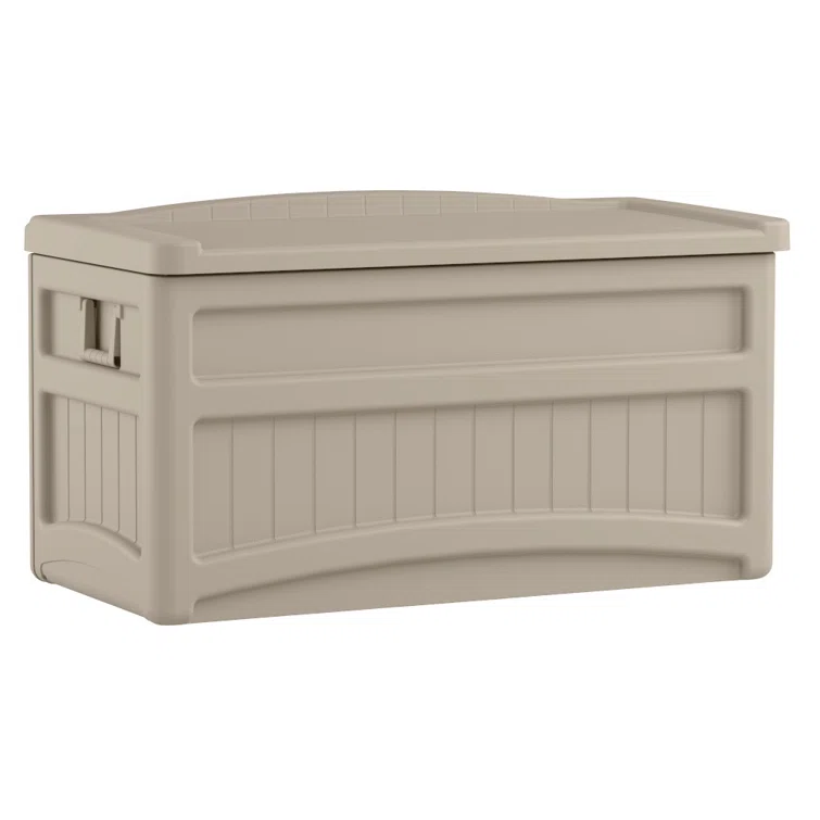 Suncast 46'' W 73 Gallons Water Resistant Deck Box with Wheels in Light Taupe
