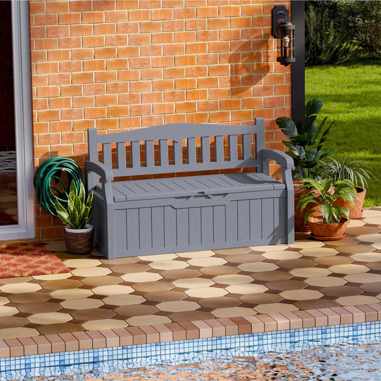 Patiowell 70 Gallons Storage Bench Durable Resin Outdoor Storage Deck Box For Furniture and Supplies