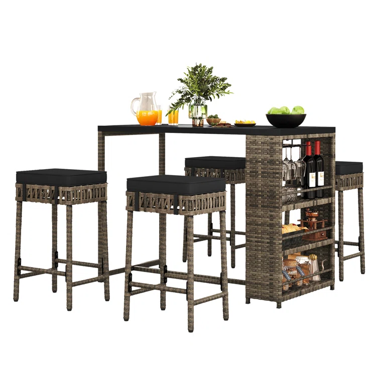 Bragdon 4 - Person Rectangular Outdoor Dining Set with Cushions