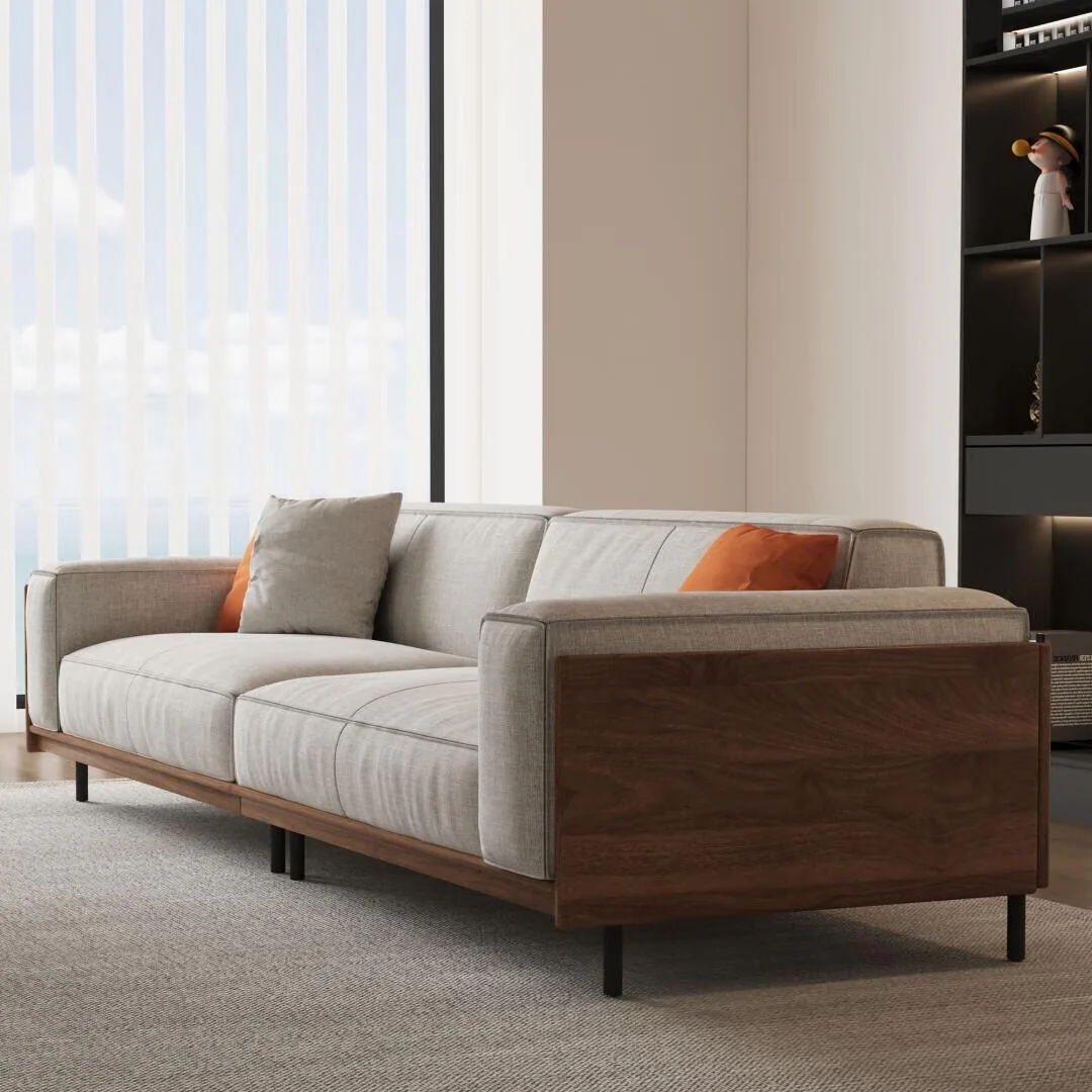 111.81 inch Versatile Solid Wood Compressible Sponge Sofa for Modern Living 4 seat