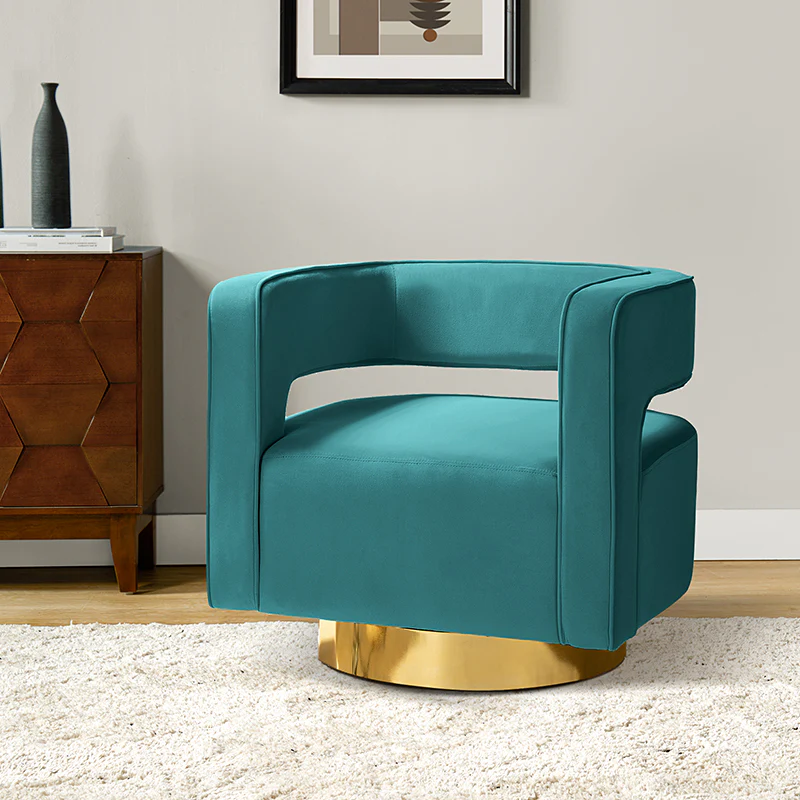 Agata Velvet Swivel Barrel Armchair