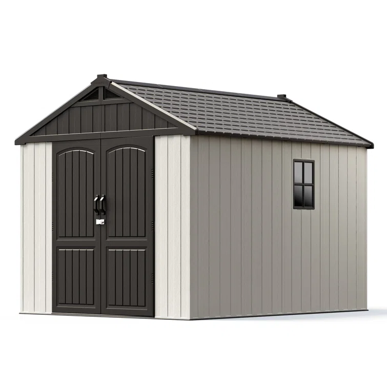 8 ft. W x 10 ft. D Plastic Storage Shed with Floor, Resin Shed with Reinforced Steel Structure