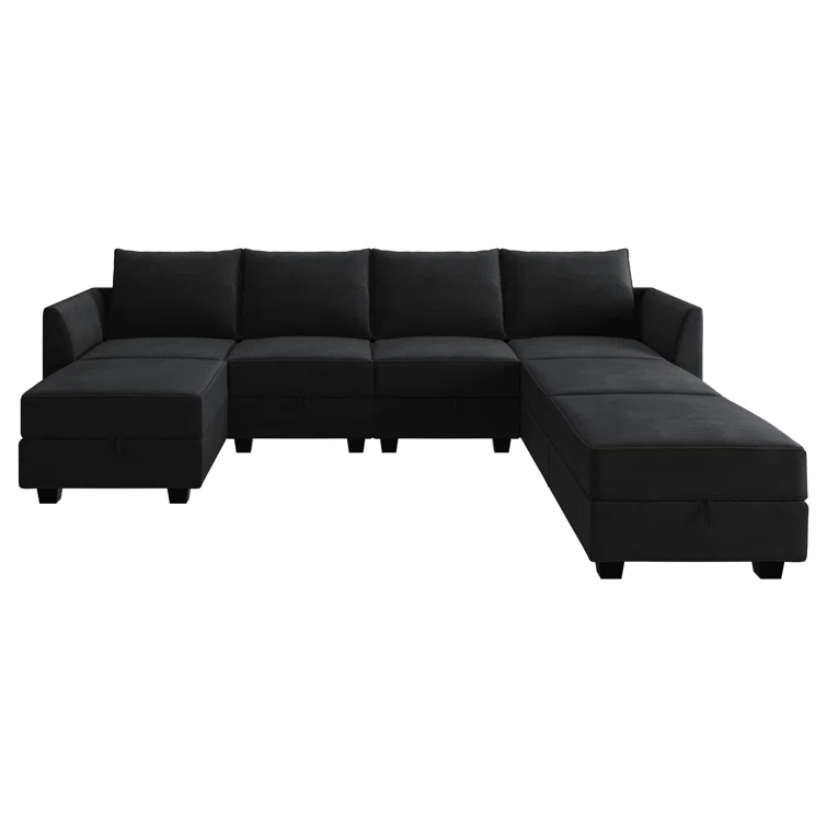 Tremee U Shaped Velvet Modular Sectional Couch for Living Room