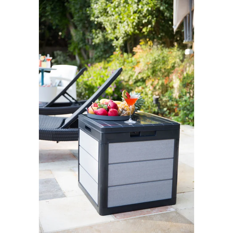 Keter Denali 30 Gallon Small Durable Resin Outdoor Storage and Organization Deck Box For Patio Furniture and Supplies, Grey
