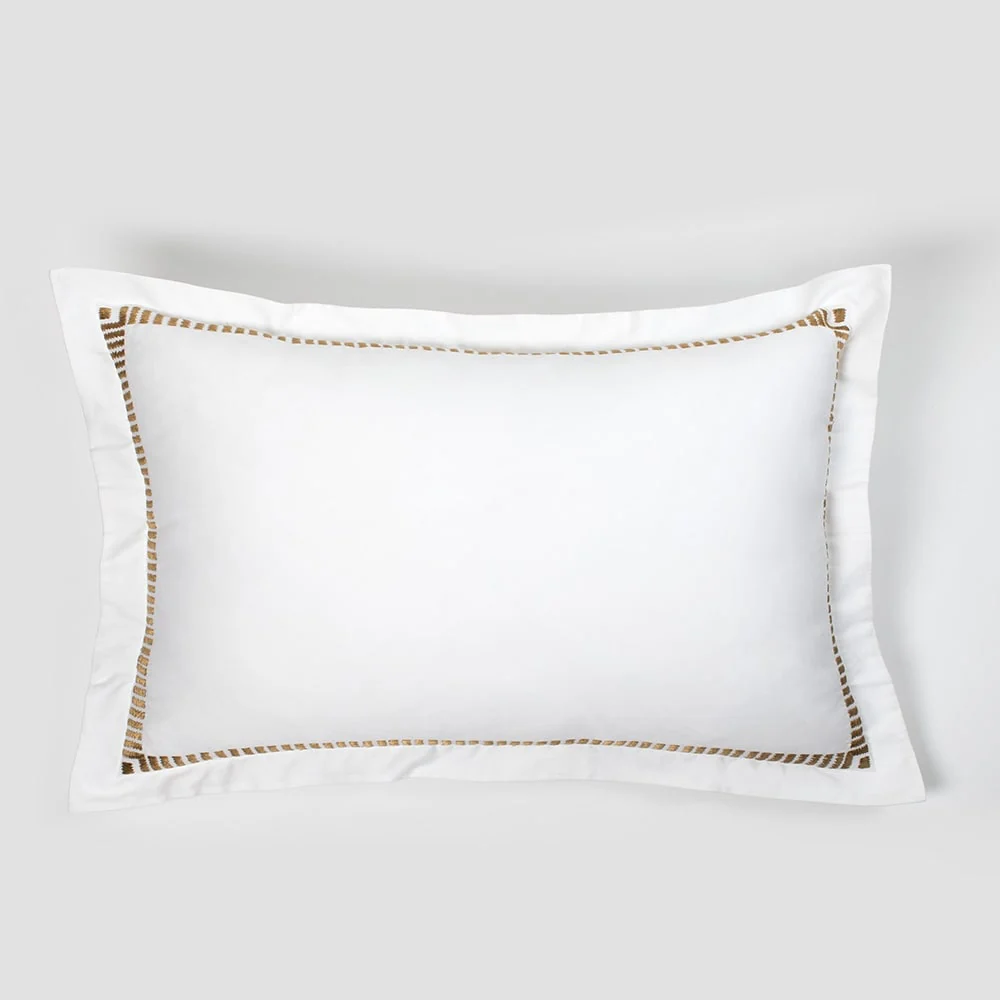 Savano White & Caramel Cotten Sateen Pillow Sham