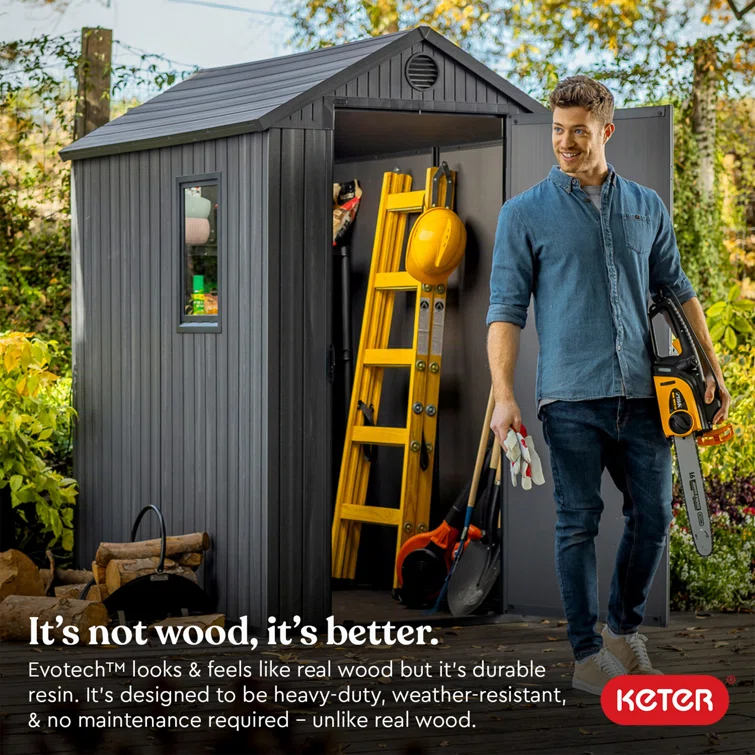 Keter Darwin Outdoor Garden Tool Storage Shed with Window