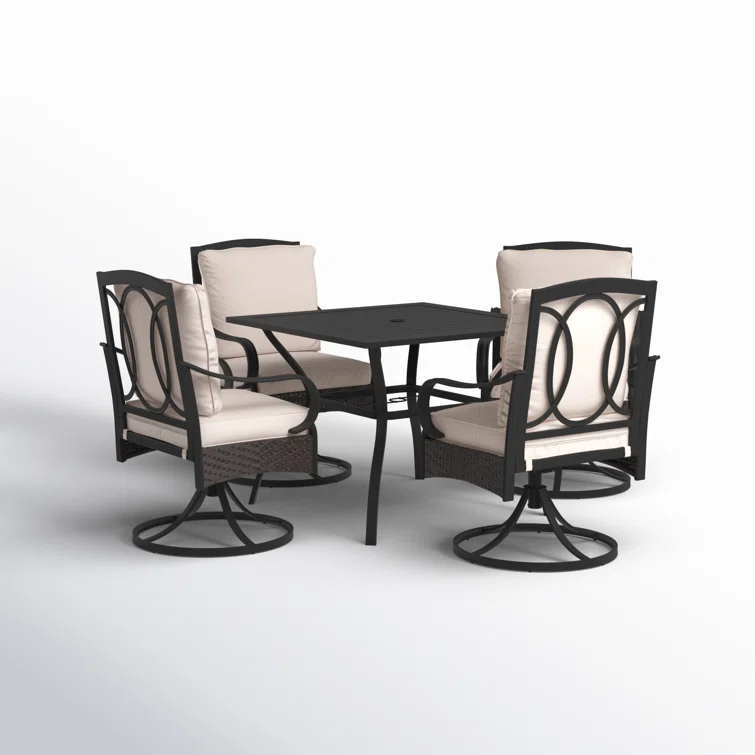 Alyah 4 - Person Square Outdoor Dining Set with Swivel Dining Chairs