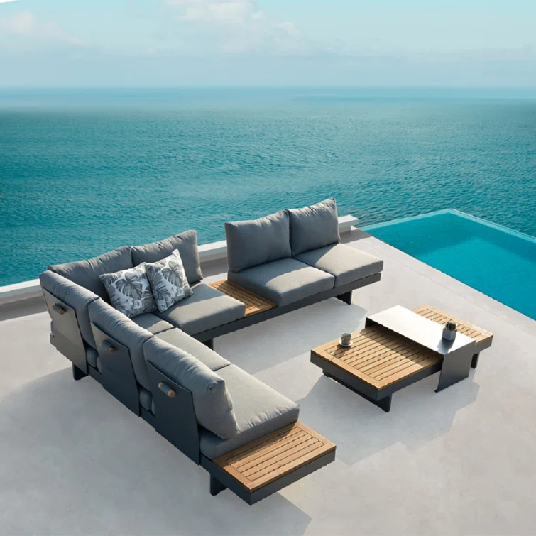 Teak 6 - Person Outdoor Seating Group with Cushions