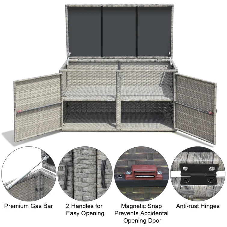 Gymax 45'' W 88 Gallons Wicker Cabinet Deck Box