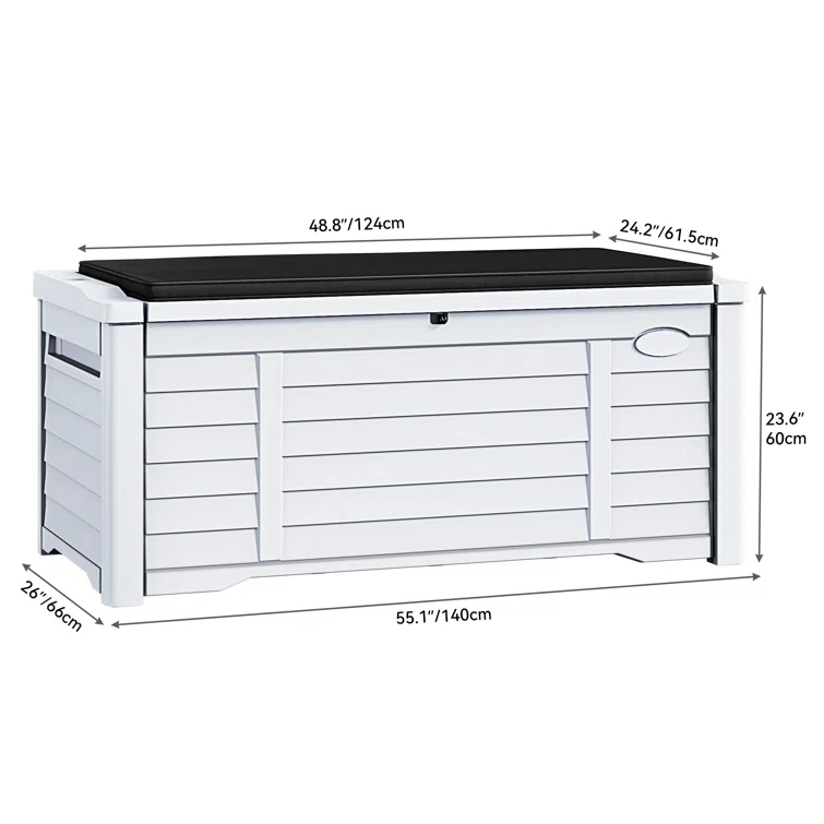 Edrosie Inc 120 Gallons Water Resistant Resin Lockable Deck Box with cushion