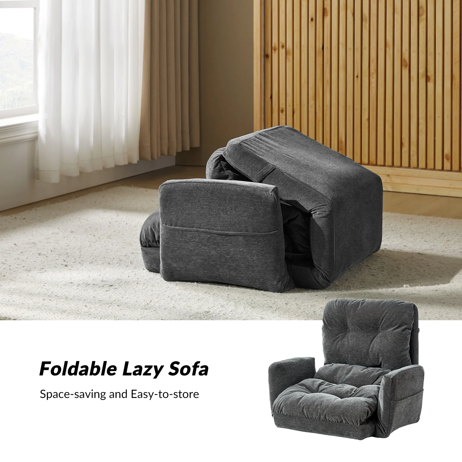 Faustus Reclining Floor Chair with Storage Armrest