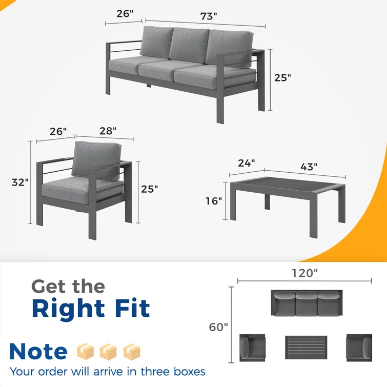Brandtley 5-Person Metal Outdoor Seating Group With Cushions