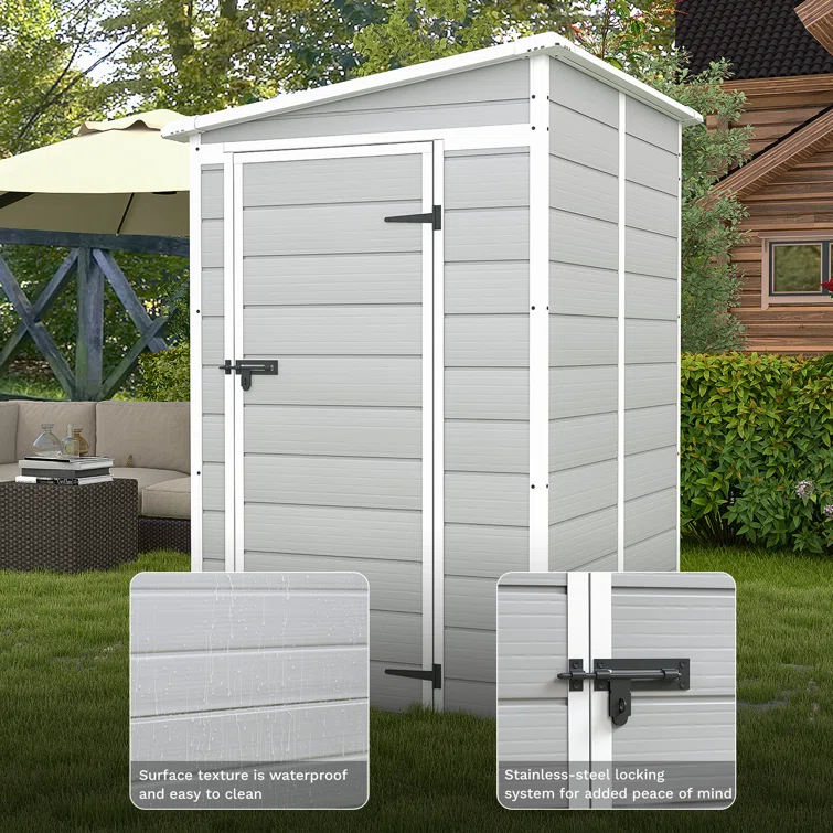 4 ft. W x 5 ft. D Plastic Lean-To Storage Shed