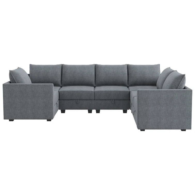 U-Shaped Corner Modular Upholstered Sectional Sofa with Storage Seat