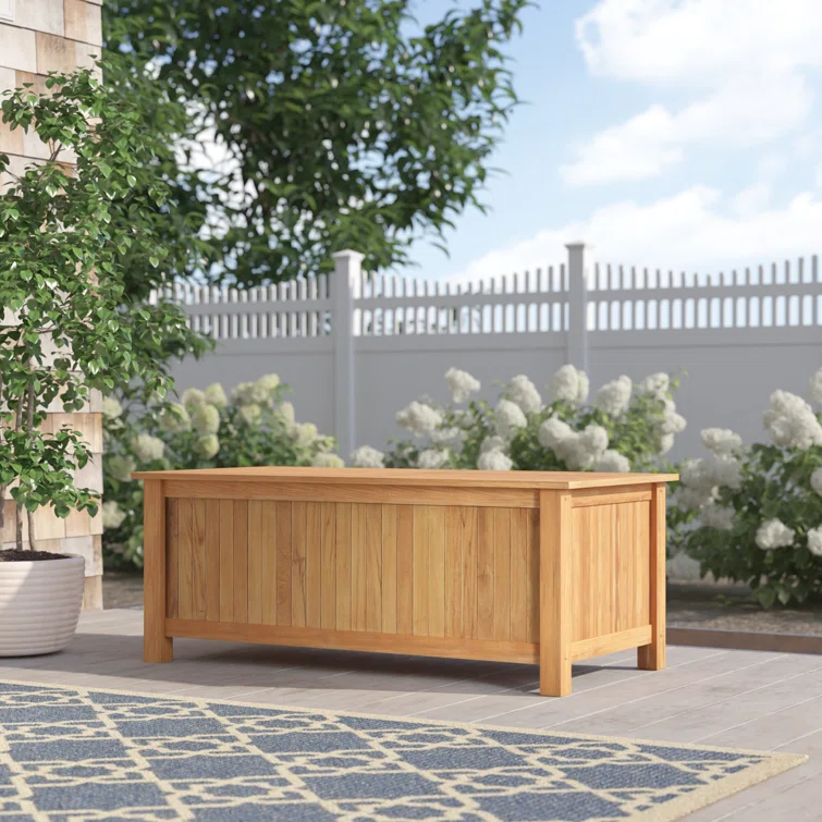 Birch Lane™ Summerton Solid Wood Teak Deck Box in Natural Teak