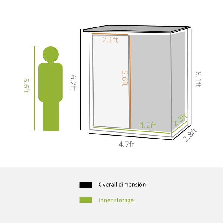 Storage 4 ft. 8 in. W x 2 ft. 9 in. D Metal Lean-To Tool Shed