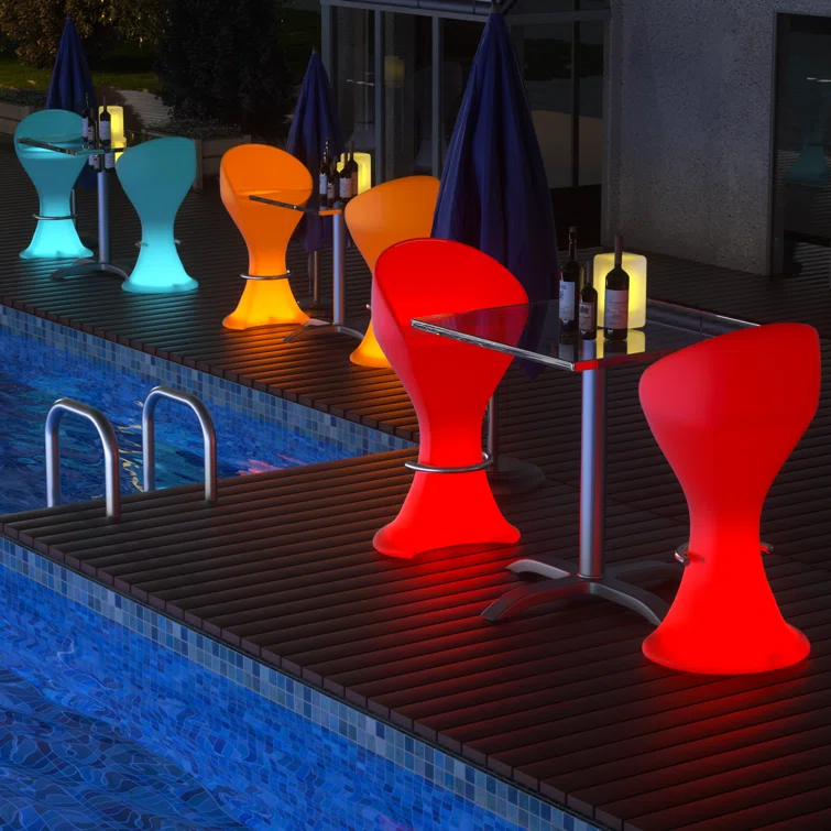 LED Light Up Bar Stool and Table Variable Chair Color Suitable for Bars