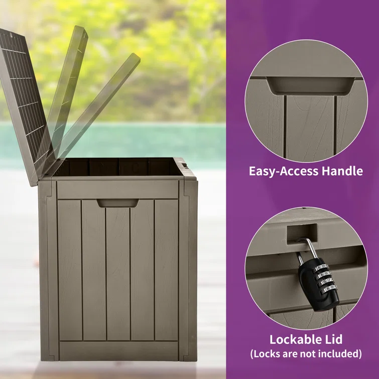 Edrosie Inc 22'' W 32 Gallons Water Resistant Resin Lockable Deck Box