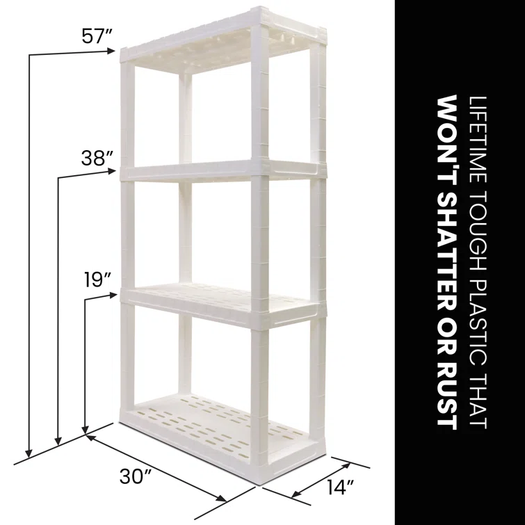 4 Tier Heavy Duty Shelving Unit 30 W x 14 D x 57 H Home Storage