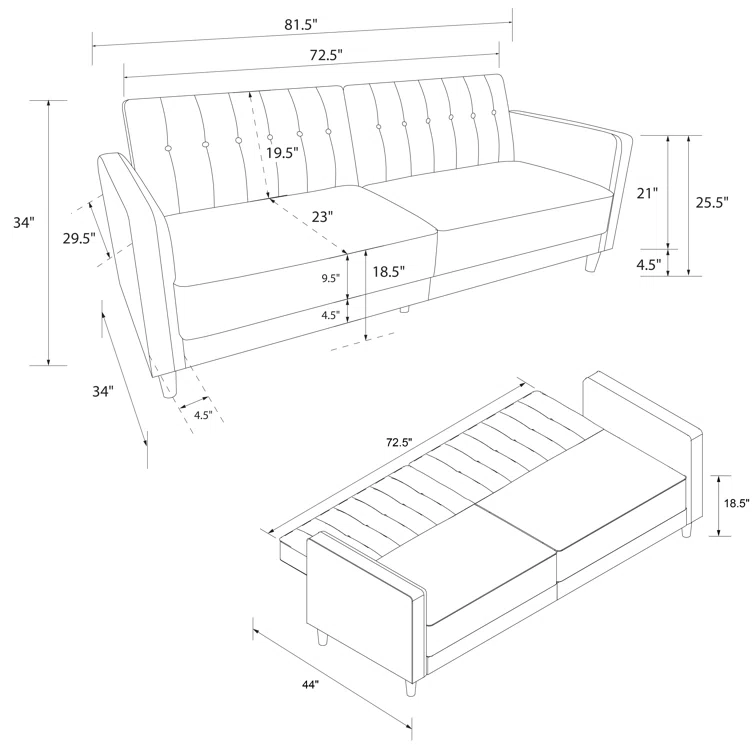 Seylow 81.5'' Faux Leather Convertible Sofa
