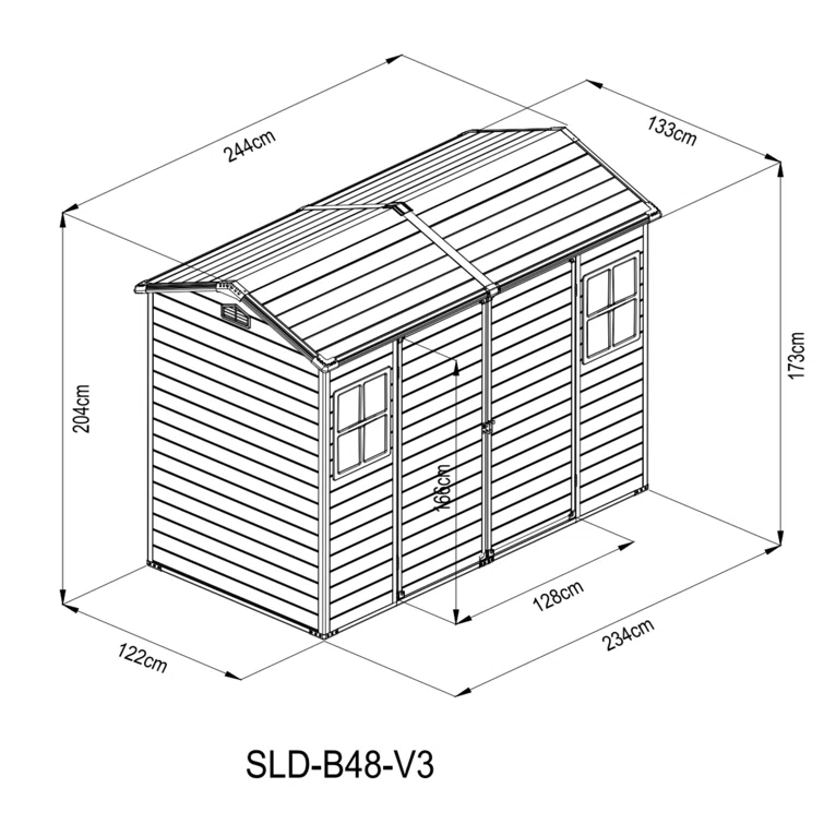 Outdoor Storage Shed Blue Gray Steep Slope