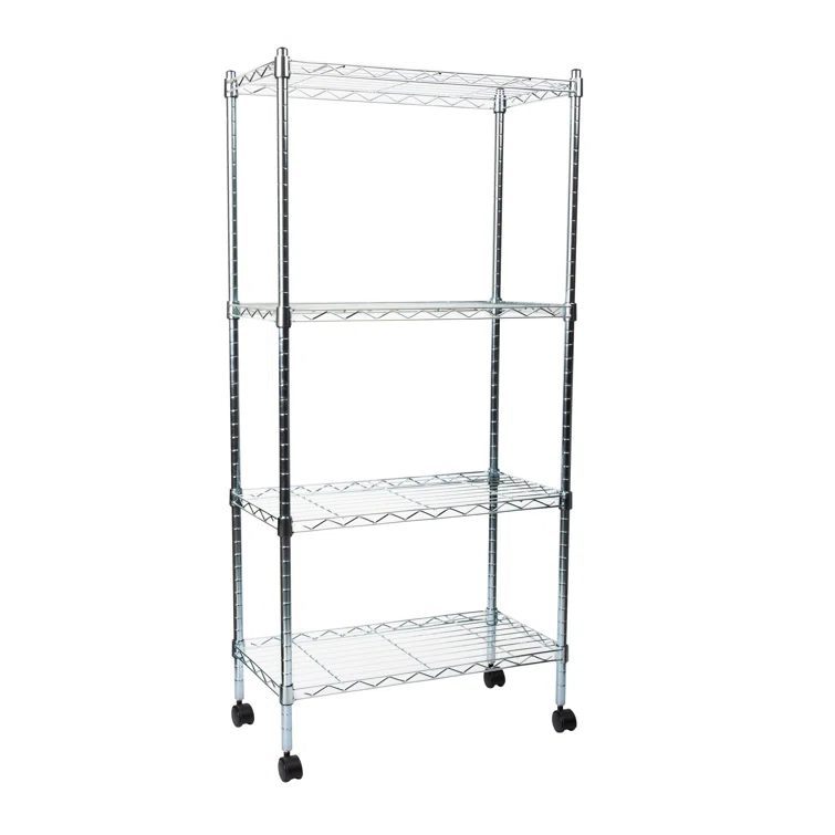 23.25'' W Metal Height -Adjustable Shelving Unit with Wheels