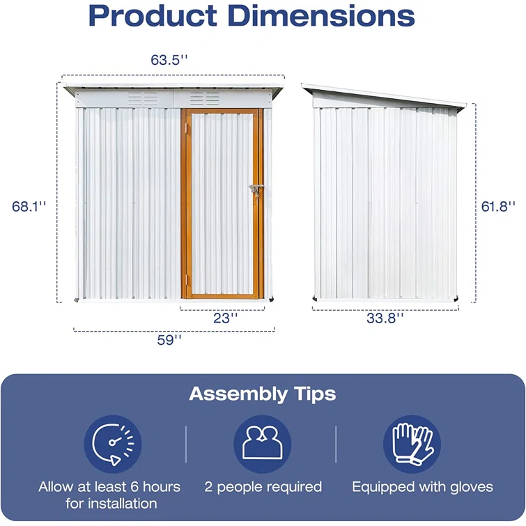 5 ft. W X 3 ft. D Metal Storage Shed