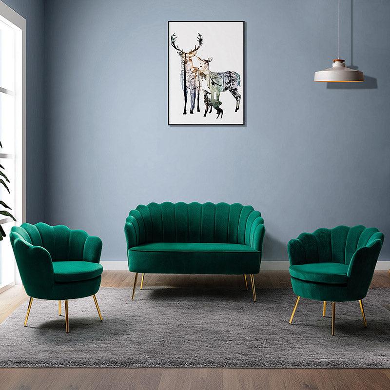 Ariel 3-Piece Scalloped Velvet Living Room Set