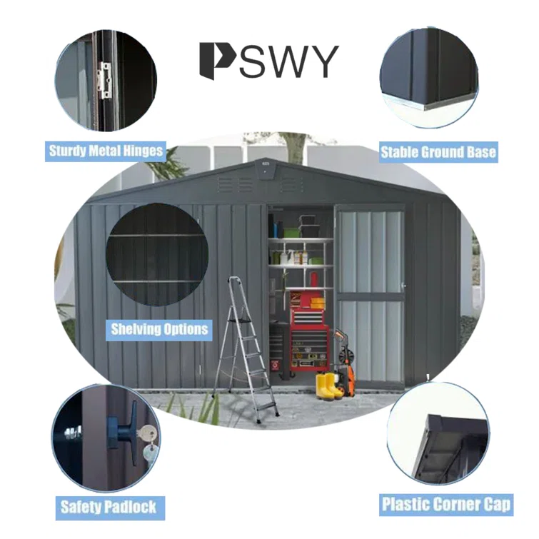 11 ft. W x 12 ft. 5 in. D Metal Storage Shed