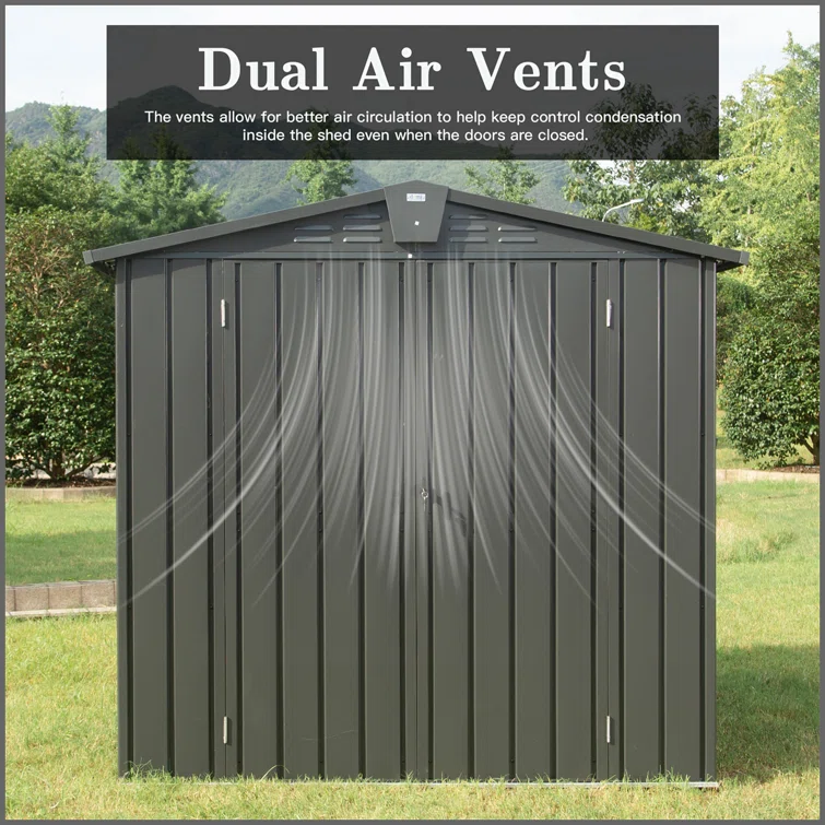6.5 ft. W x 4.2 ft. D Galvanized Steel Vertical Tool Shed