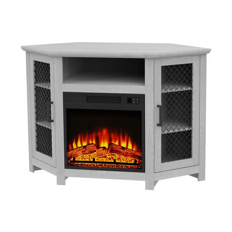45'' Electric Corner Fireplace TV Stand with Storage for TVs up to 55