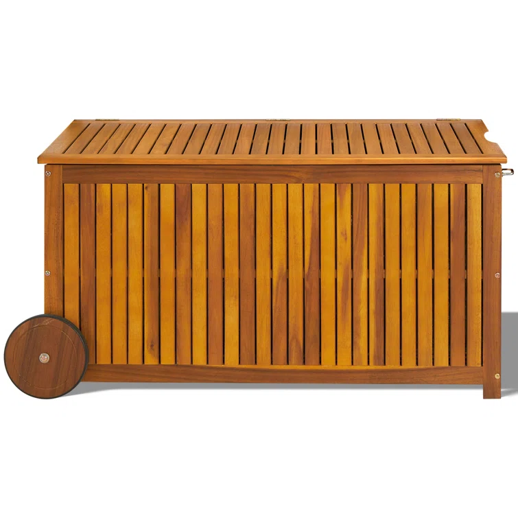 Winado 57 Gallon Acacia Wooden Patio Storage Deck Box with Water-Resistant Inner Bag