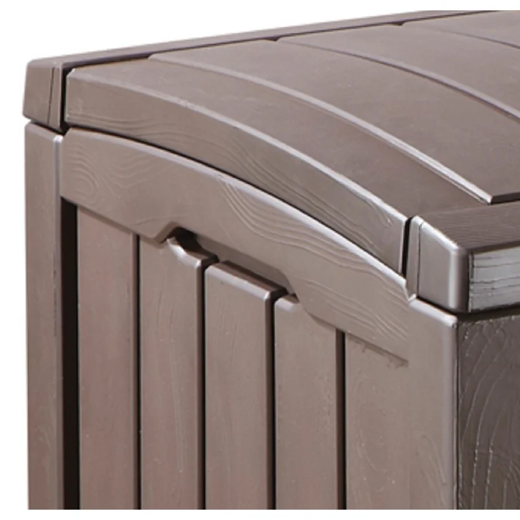 Keter Glenwood 101 Gallon Durable Resin Outdoor Storage and Organization Deck Box For Patio Furniture and Supplies, Brown