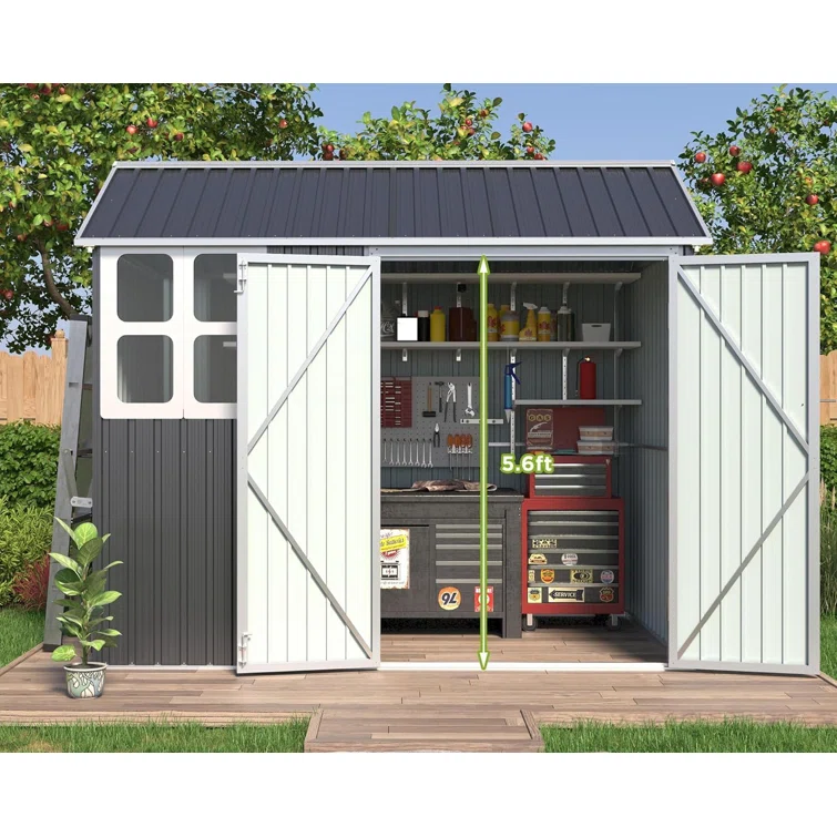 Nordic Cottage 8 ft. W x 6 ft. D Metal Storage Shed