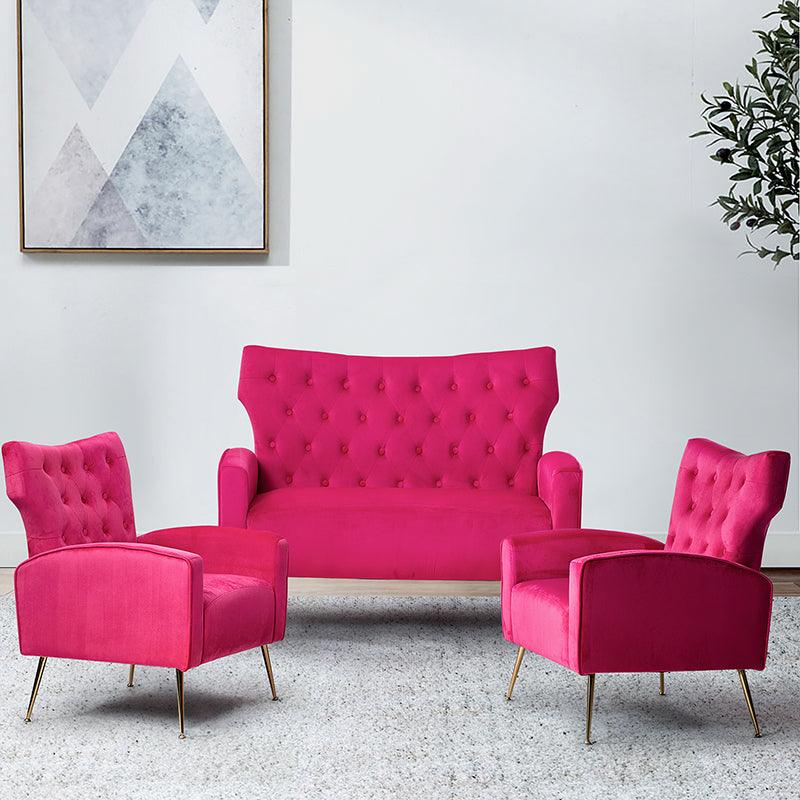 Amira Velvet 3-Piece Living Room Set