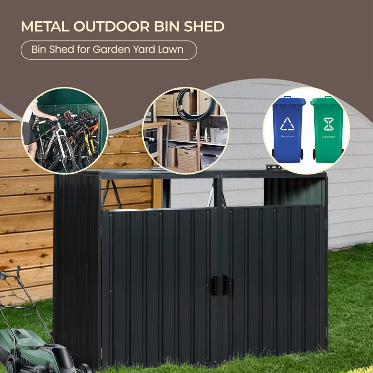 5 ft. W x 3 ft. D Stainless Steel Horizontal Garbage Shed