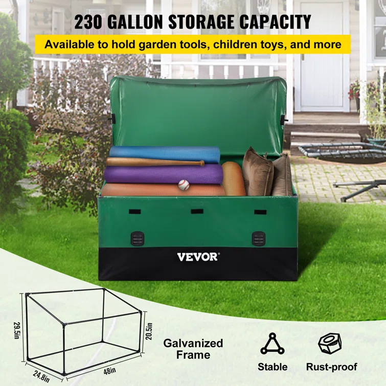 VEVOR 57.9'' W 230 Gallons Water Resistant Polyethylene Plastic Deck Box in Green/Black