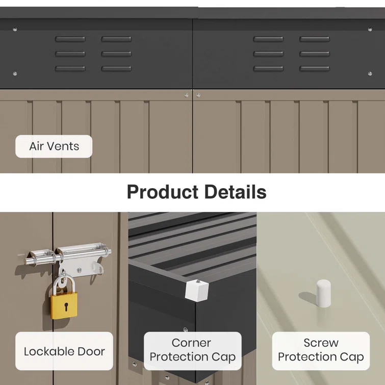 8 ft. x 6 ft. Metal Lean-to Storage Shed