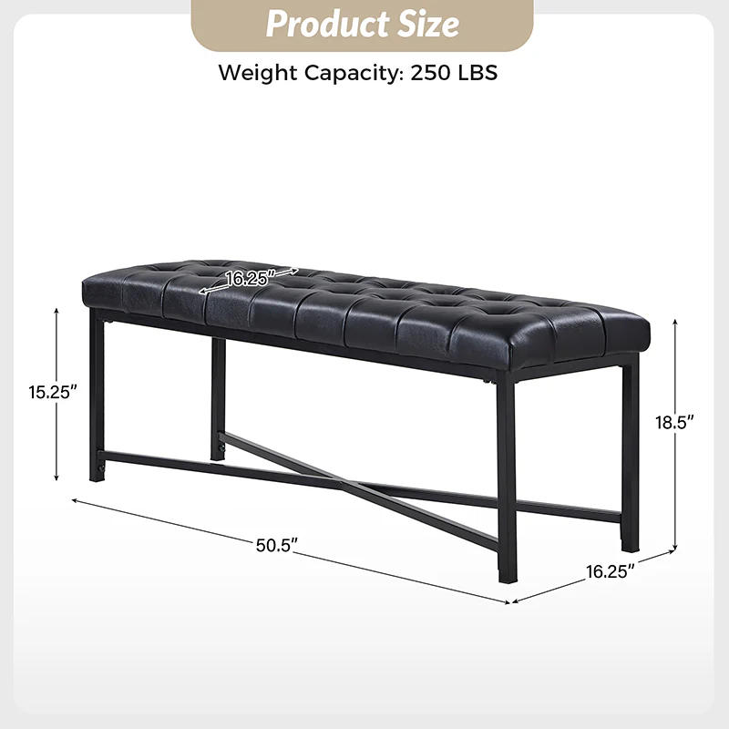Arnold Versatile Elegance: Genuine Leather Bench with Button-Tufted Design