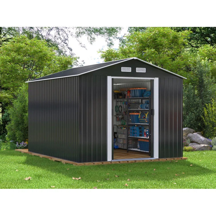 8 Ft. W X 10 Ft. D Outdoor Galvanized Steel Storage Shed
