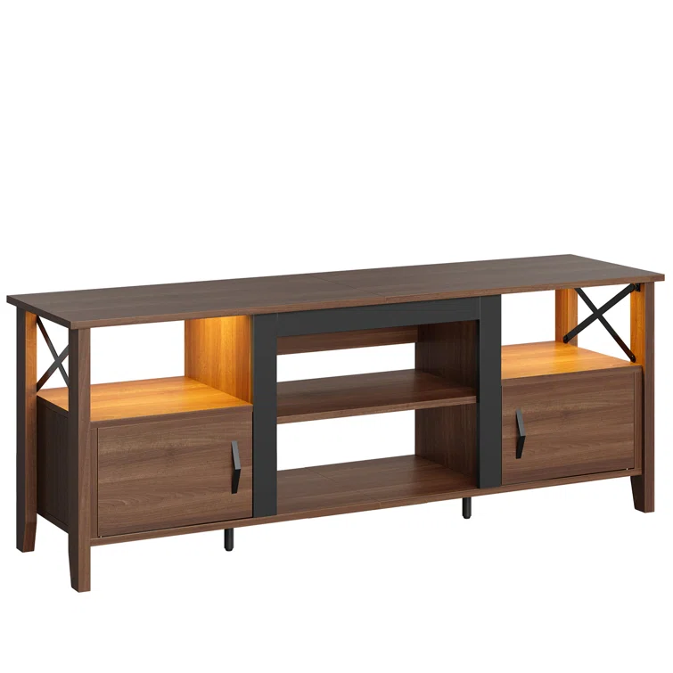 Farmhouse TV Stand for 70 Inch TV with LED Light,63