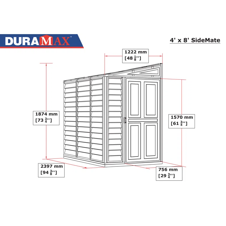 4 ft. W x 8 ft. D Plastic Lean-to Storage Shed