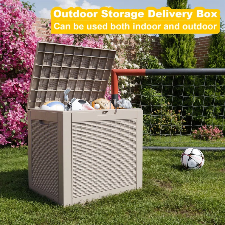 LeHom 22'' W 32 Gallons Water Resistant Resin Lockable Deck Box